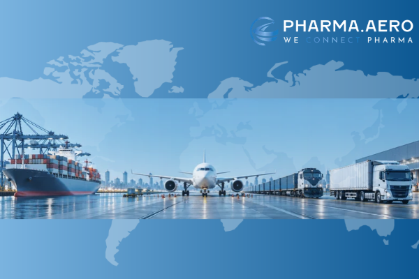 Multi-modality and synchro-modality in healthcare logistics, featuring air, ocean, rail and road transport solutions.